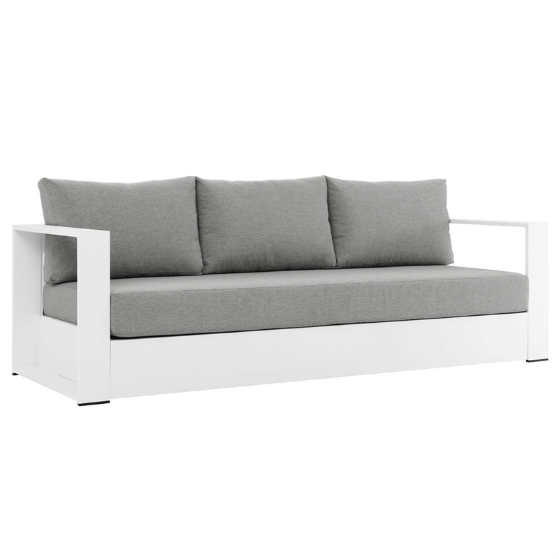Modway Tahoe 4-Piece Fabric/Powder-Coated Aluminum Outdoor Set in Gray/White