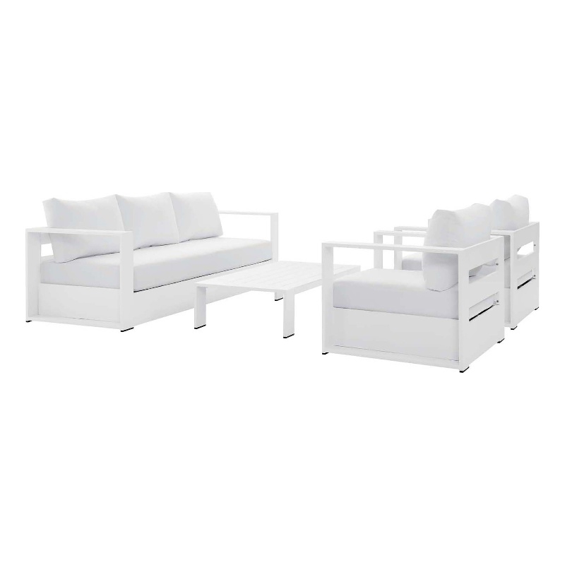 Modway Tahoe 4Piece Fabric & Aluminum Outdoor Patio Sofa Set in White