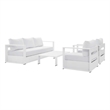 Modway Tahoe 4-Piece Fabric/Powder-Coated Aluminum Outdoor Set in White