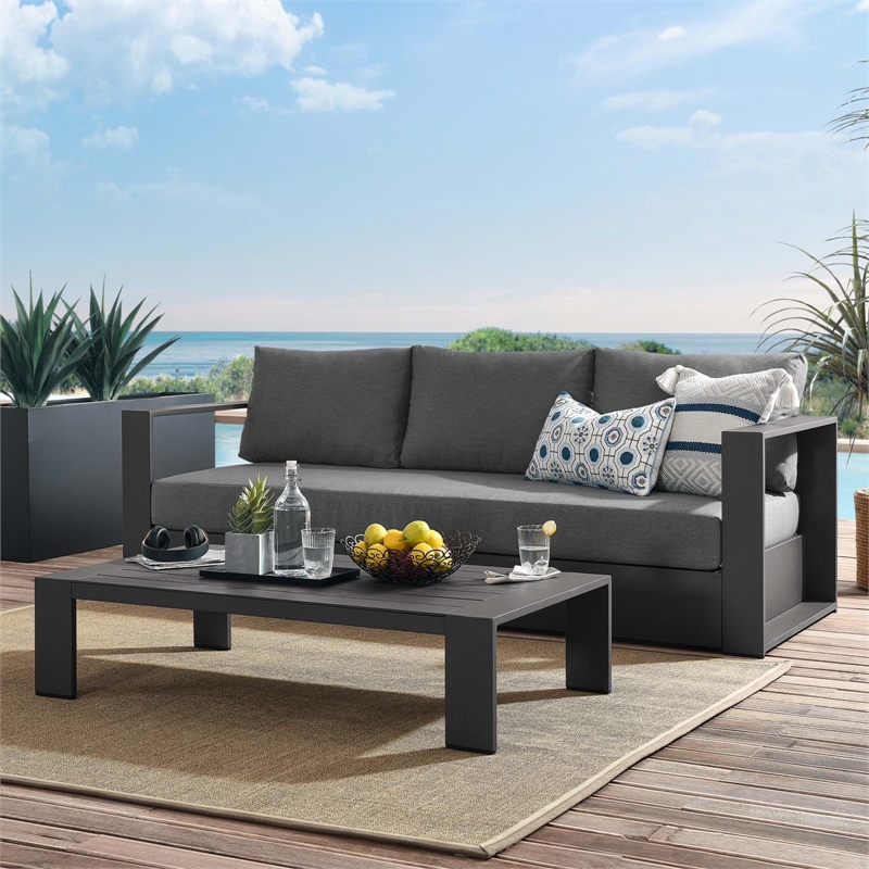 Modway Tahoe 2-Piece Fabric/Powder-Coated Aluminum Outdoor Set in Charcoal/Gray