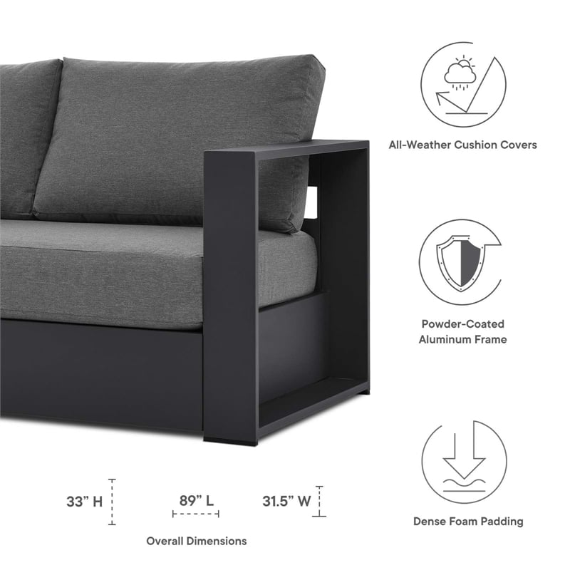 Modway Tahoe 2-Piece Fabric/Powder-Coated Aluminum Outdoor Set in Charcoal/Gray