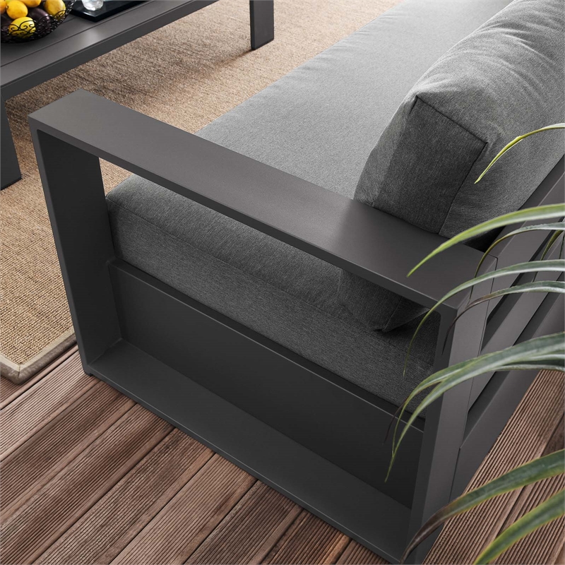 Modway Tahoe 2-Piece Fabric/Powder-Coated Aluminum Outdoor Set in Charcoal/Gray