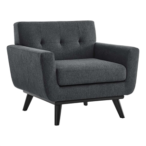 modway engage herringbone upholstered fabric armchair in charcoal