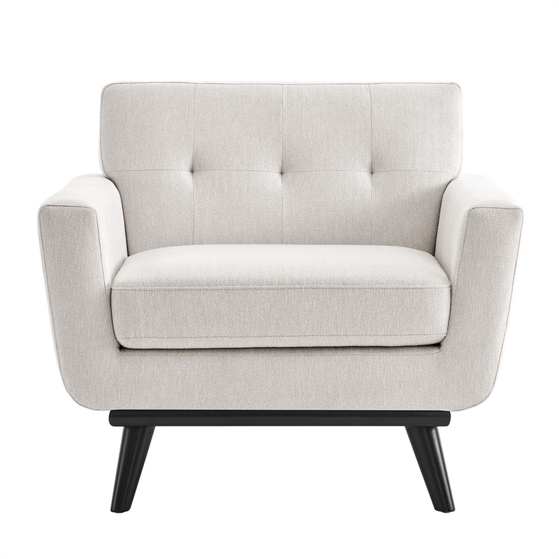 Modway Engage Modern Style Herringbone Fabric Armchair in Ivory