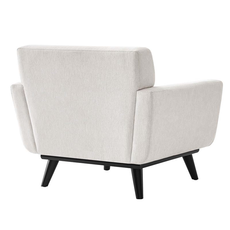 Modway Engage Modern Style Herringbone Fabric Armchair in Ivory