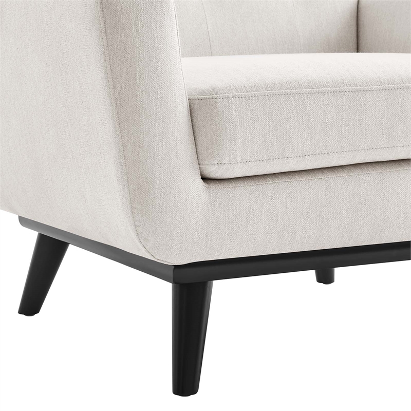 Modway Engage Modern Style Herringbone Fabric Armchair in Ivory
