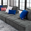 Modway Saunter 3-Piece Modern Tufted Fabric Sofa in Gray Finish
