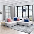 Modway Saunter 3-Piece Modern Tufted Fabric Sofa in Light Gray