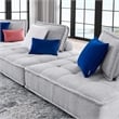 Modway Saunter 3-Piece Modern Tufted Fabric Sofa in Light Gray