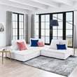 Modway Saunter 3-Piece Modern Tufted Fabric Sofa in White Finish