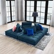 Modway Saunter 4-Piece Modern Tufted Fabric Sectional Sofa in Azure Blue