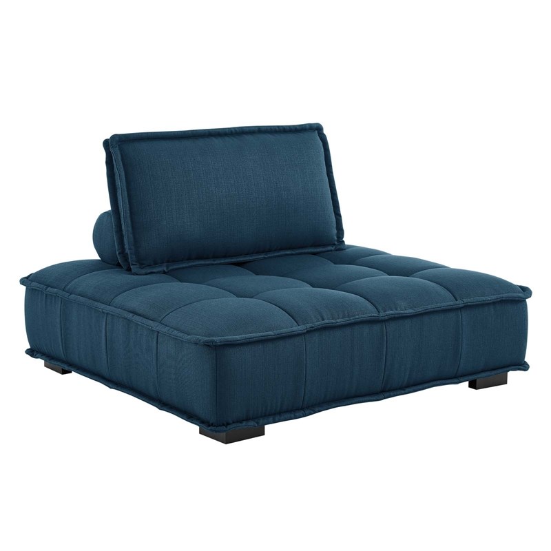 Modway Saunter 4-Piece Modern Tufted Fabric Sectional Sofa in Azure Blue