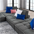 Modway Saunter 4-Piece Modern Tufted Fabric Sectional Sofa in Gray
