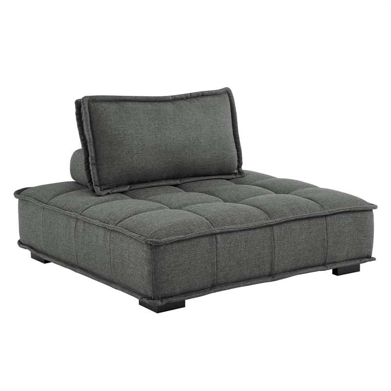 Modway Saunter 4-Piece Modern Tufted Fabric Sectional Sofa in Gray