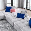 Modway Saunter 4-Piece Modern Tufted Fabric Sectional Sofa in Light Gray