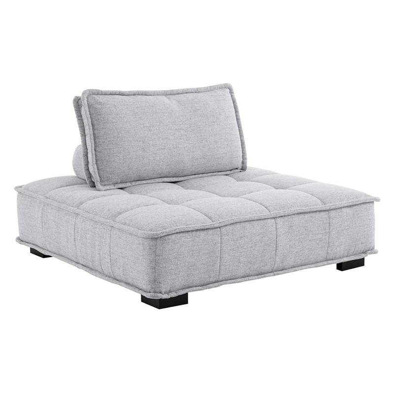 Modway Saunter 4-Piece Modern Tufted Fabric Sectional Sofa in Light Gray