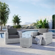 Modway Convene 3-Piece Modern Fabric/Rattan Outdoor Set in Light Gray/Charcoal