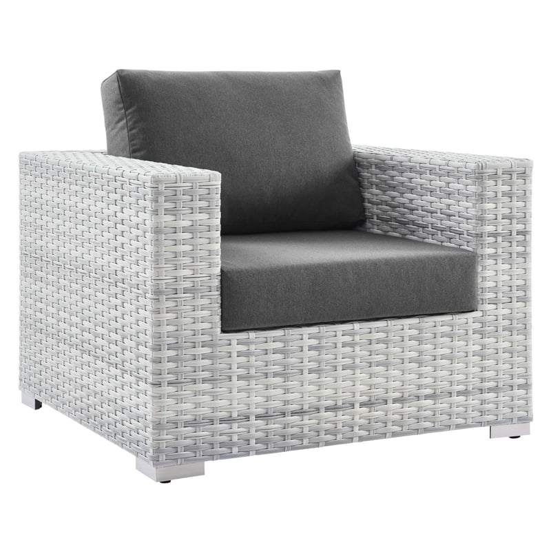 Modway Convene 3-Piece Modern Fabric/Rattan Outdoor Set in Light Gray/Charcoal