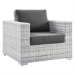 Modway Convene 3-Piece Modern Fabric/Rattan Outdoor Set in Light Gray/Charcoal