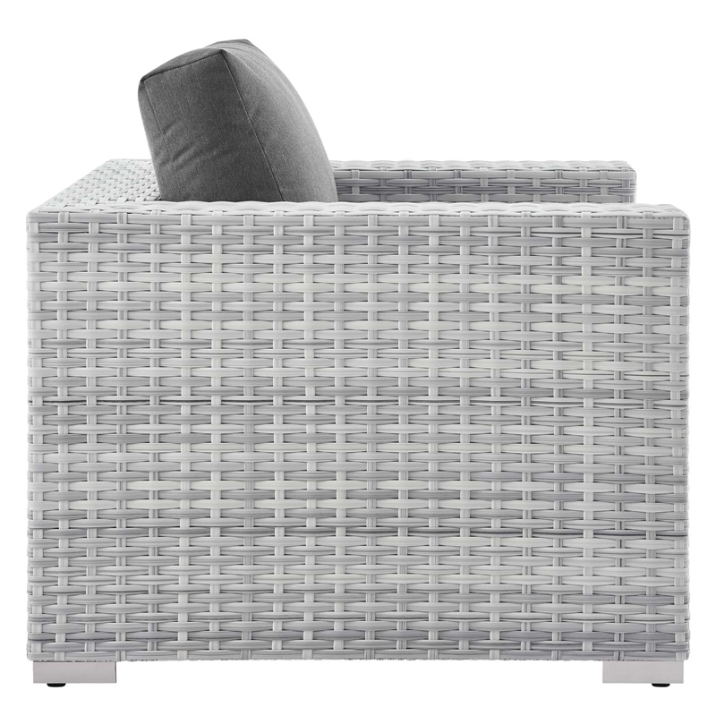 Modway Convene 3-Piece Modern Fabric/Rattan Outdoor Set in Light Gray/Charcoal