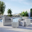 Modway Convene 3-Piece Modern Fabric/Rattan Outdoor Set in Light Gray