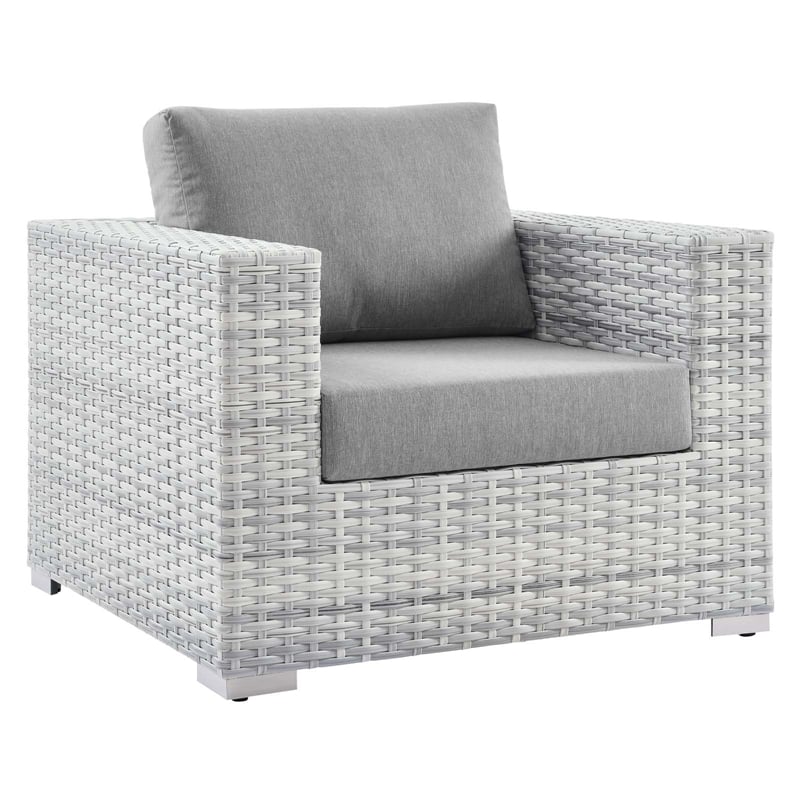 Modway Convene 3-Piece Modern Fabric/Rattan Outdoor Set in Light Gray