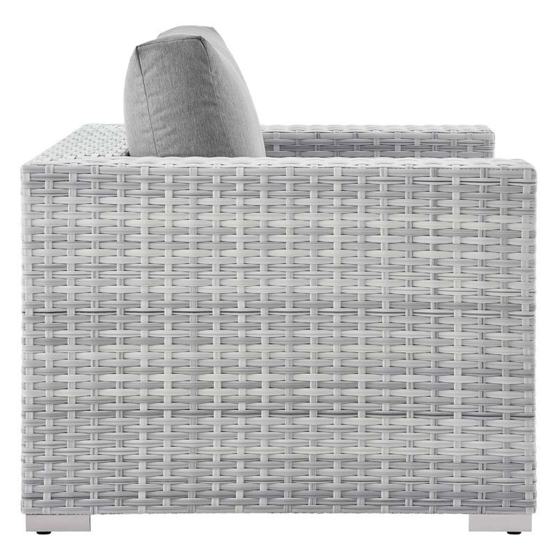 Modway Convene 3-Piece Modern Fabric/Rattan Outdoor Set in Light Gray