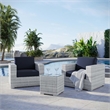 Modway Convene 3-Piece Modern Fabric/Rattan Outdoor Set in Light Gray/Navy