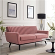 Modway Engage Modern Channel Tufted Performance Velvet Loveseat in Dusty Rose