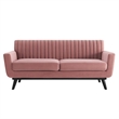 Modway Engage Modern Channel Tufted Performance Velvet Loveseat in Dusty Rose