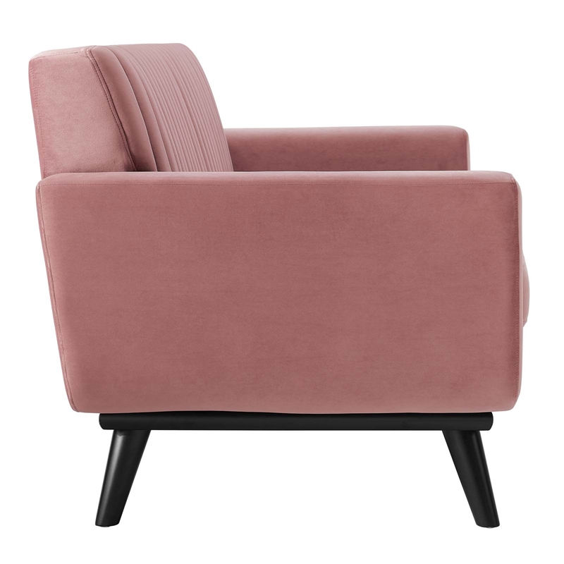 Modway Engage Modern Channel Tufted Performance Velvet Loveseat in Dusty Rose