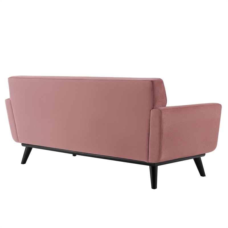 Modway Engage Modern Channel Tufted Performance Velvet Loveseat in Dusty Rose