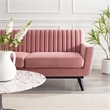 Modway Engage Modern Channel Tufted Performance Velvet Loveseat in Dusty Rose