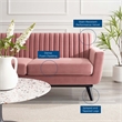 Modway Engage Modern Channel Tufted Performance Velvet Loveseat in Dusty Rose