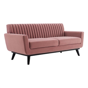 Modway Engage Modern Channel Tufted Performance Velvet Loveseat in Dusty Rose