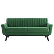 Modway Engage Modern Channel Tufted Performance Velvet Loveseat in Emerald