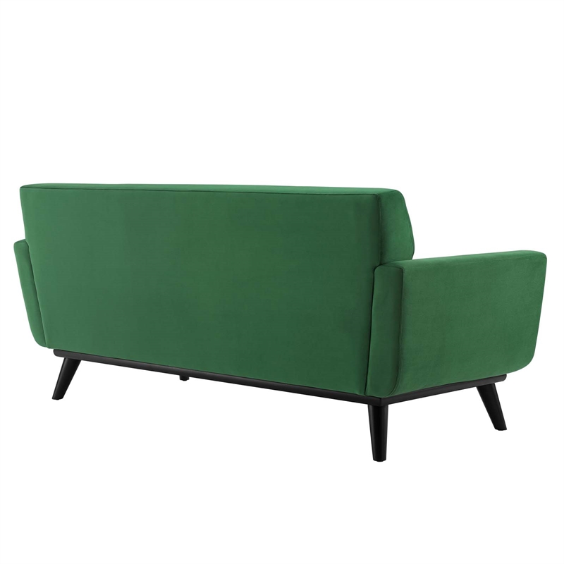 Modway Engage Modern Channel Tufted Performance Velvet Loveseat in Emerald