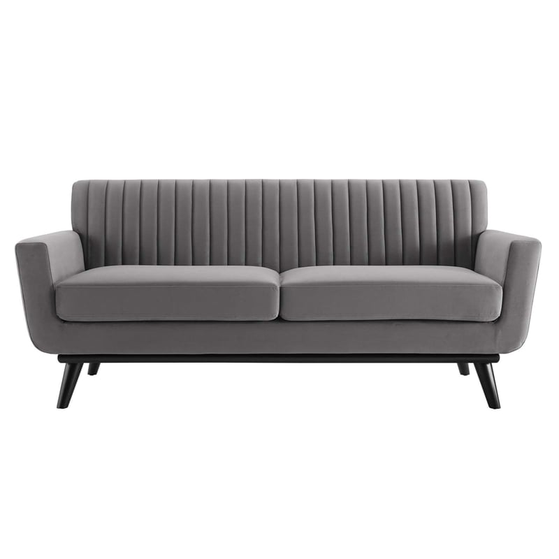 Modway Engage Modern Channel Tufted Performance Velvet Loveseat in Gray