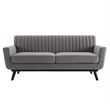 Modway Engage Modern Channel Tufted Performance Velvet Loveseat in Gray