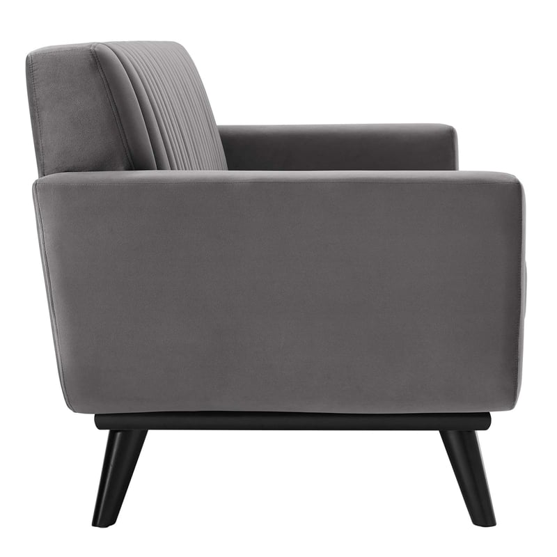 Modway Engage Modern Channel Tufted Performance Velvet Loveseat in Gray