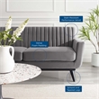 Modway Engage Modern Channel Tufted Performance Velvet Loveseat in Gray