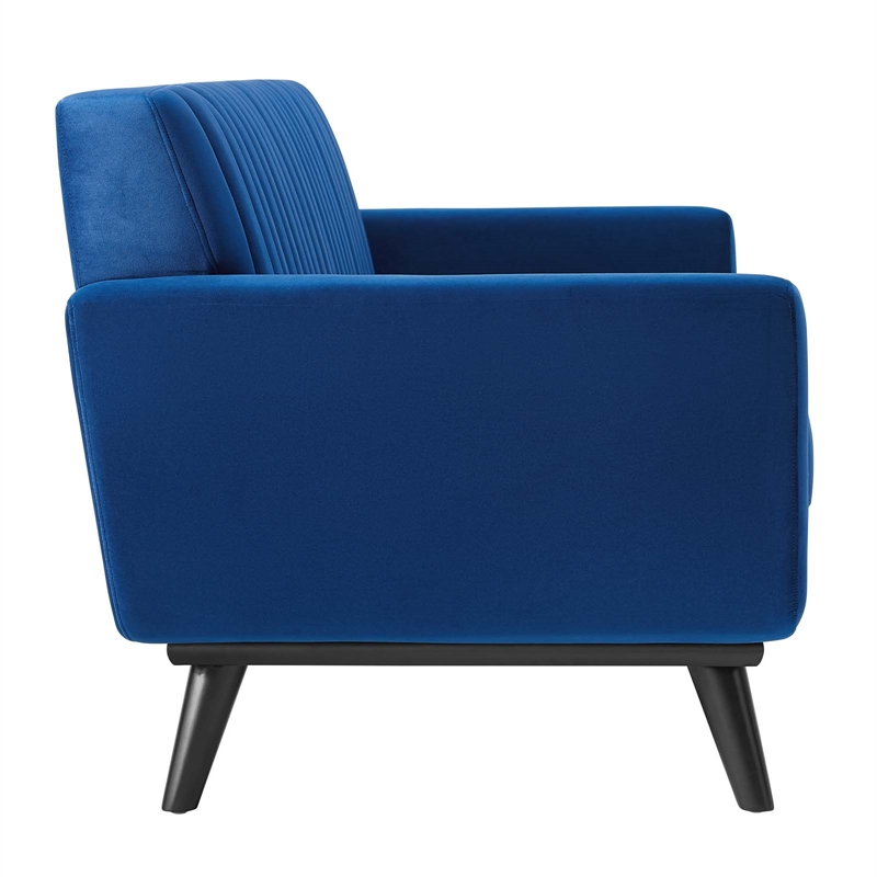 Modway Engage Modern Channel Tufted Performance Velvet Loveseat in Navy