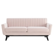 Modway Engage Modern Channel Tufted Performance Velvet Loveseat in Pink