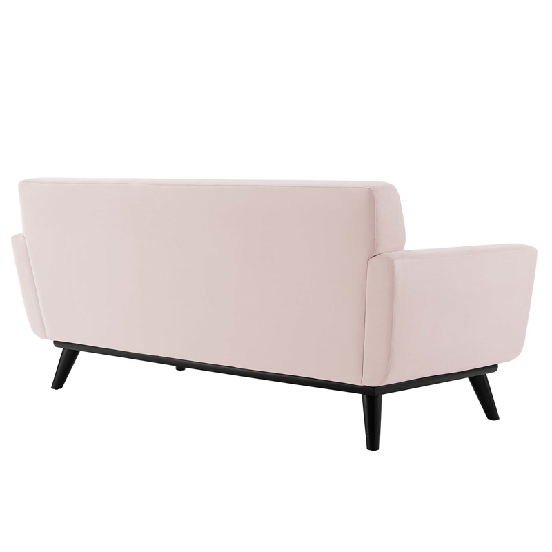 Modway Engage Modern Channel Tufted Performance Velvet Loveseat in Pink
