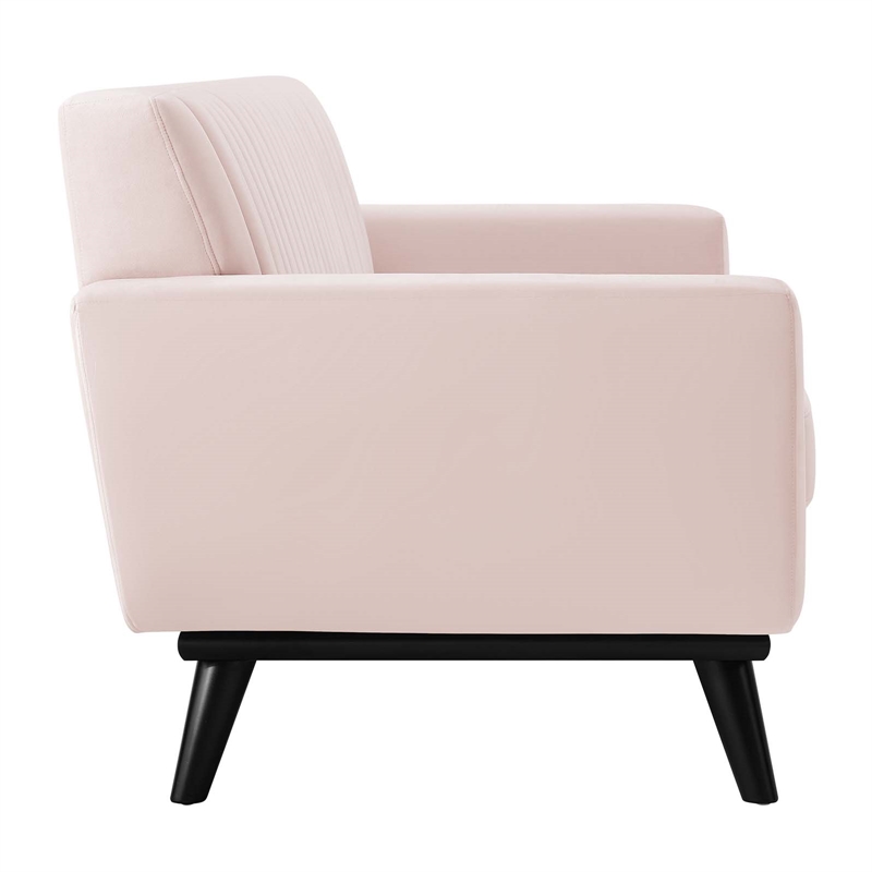 Modway Engage Modern Channel Tufted Performance Velvet Loveseat in Pink