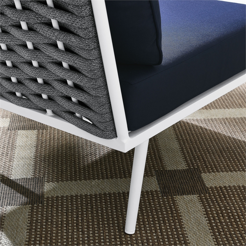 Modway Stance Modern Fabric & Aluminum Outdoor Corner Armchair in Navy