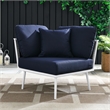 Modway Stance Modern Fabric & Aluminum Outdoor Corner Armchair in Navy