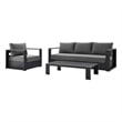 Modway Tahoe 3-Piece Fabric/Powder-Coated Aluminum Outdoor Set in Charcoal/Gray
