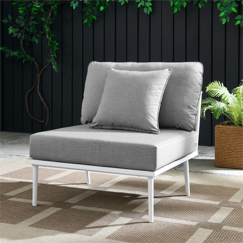 Modway Stance Modern Fabric & Aluminum Outdoor Armless Armchair in Gray