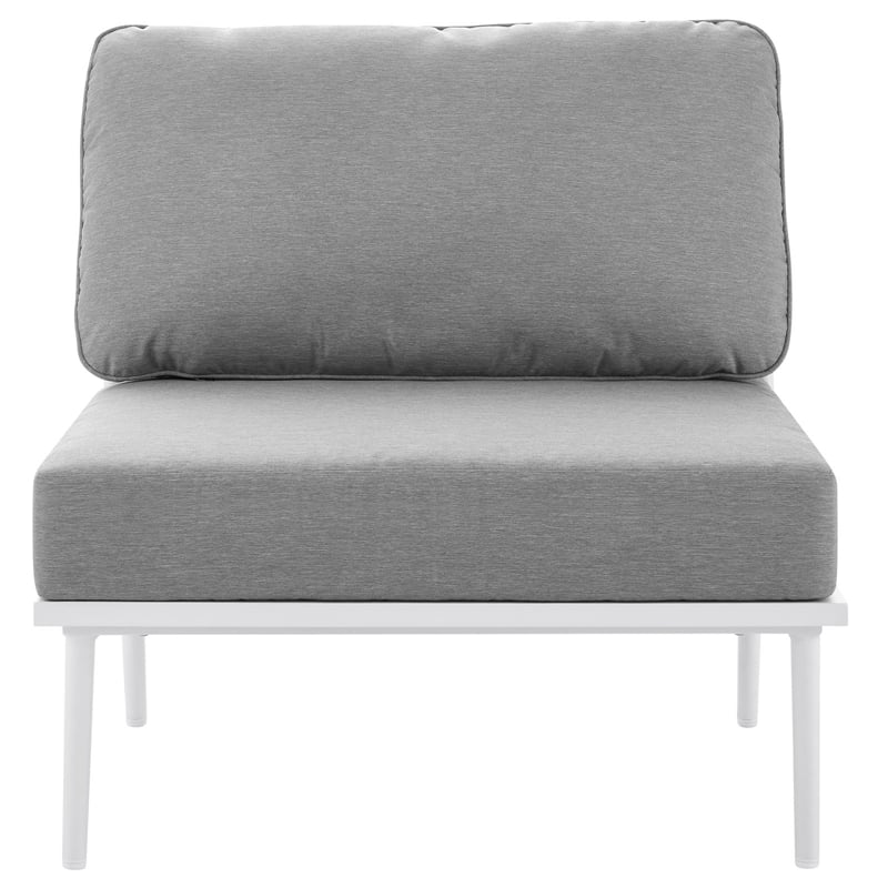 Modway Stance Modern Fabric & Aluminum Outdoor Armless Armchair in Gray